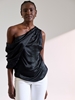 Picture of LIBELLOULA - Black Draped Off Shoulder Blouse Calista