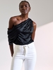 Picture of LIBELLOULA - Black Draped Off Shoulder Blouse Calista