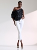 Picture of LIBELLOULA - Black Draped Off Shoulder Blouse Calista