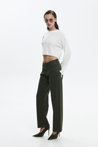 Picture of Sac & Co Geo Rib Ecru Crop Top