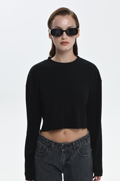 Picture of Sac & Co Geo Rib Black Crop Top