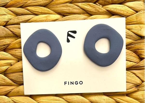 Picture of FINGO -  Stroggylo Σκουλαρίκια (Blue Stone)