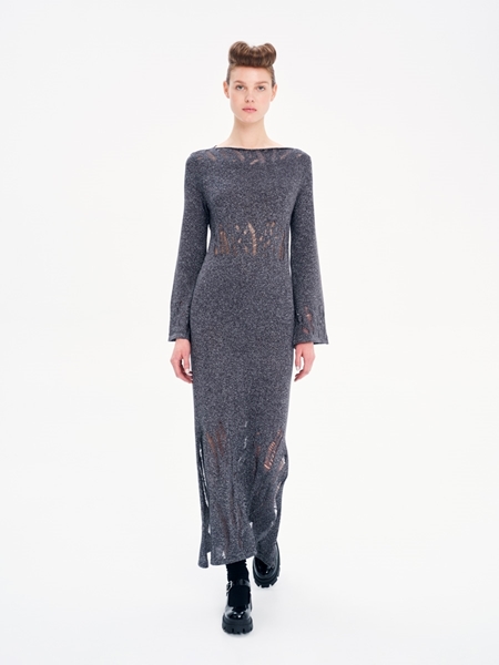 Picture of Ioanna Kourbela Metallic Midi Knit Dress – Shimmering Glow (2 Colors)