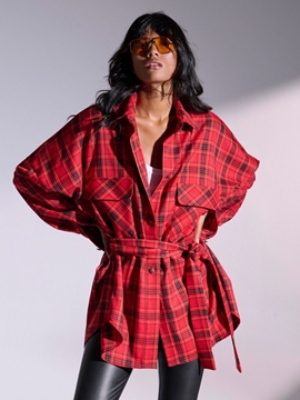 Picture of LIBELLOULA - Red checked overshirt PAIGE