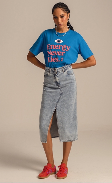 Picture of Peace And Chaos Karmic Denim Skirt - Cotton (Blue)